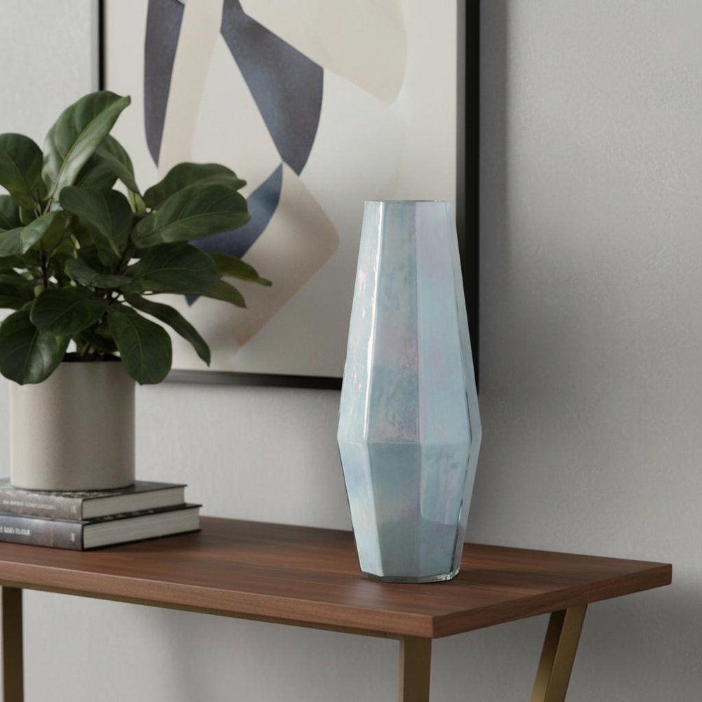 20" Opal Glass Cylinder Table Vase