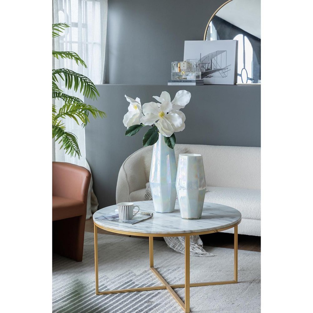 20" Opal Glass Cylinder Table Vase