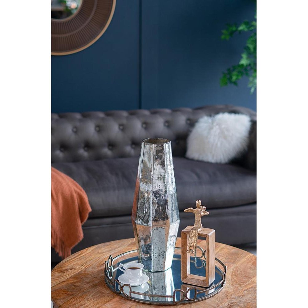 20" Silver Glass Cylinder Table Vase