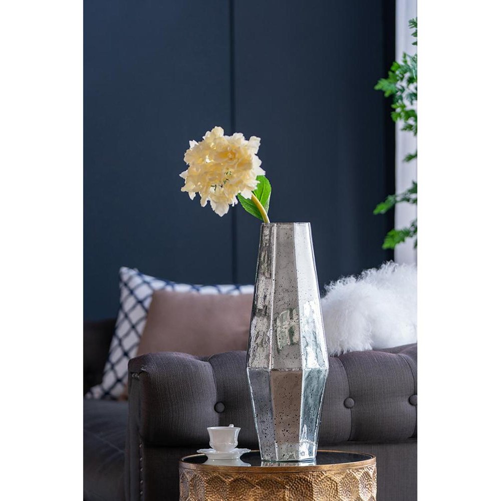 20" Silver Glass Cylinder Table Vase