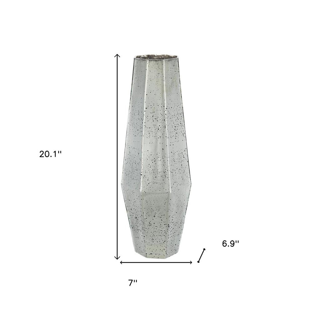 20" Silver Glass Cylinder Table Vase