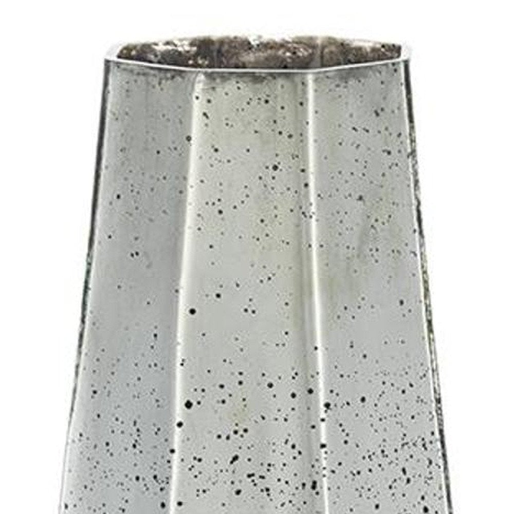 20" Silver Glass Cylinder Table Vase