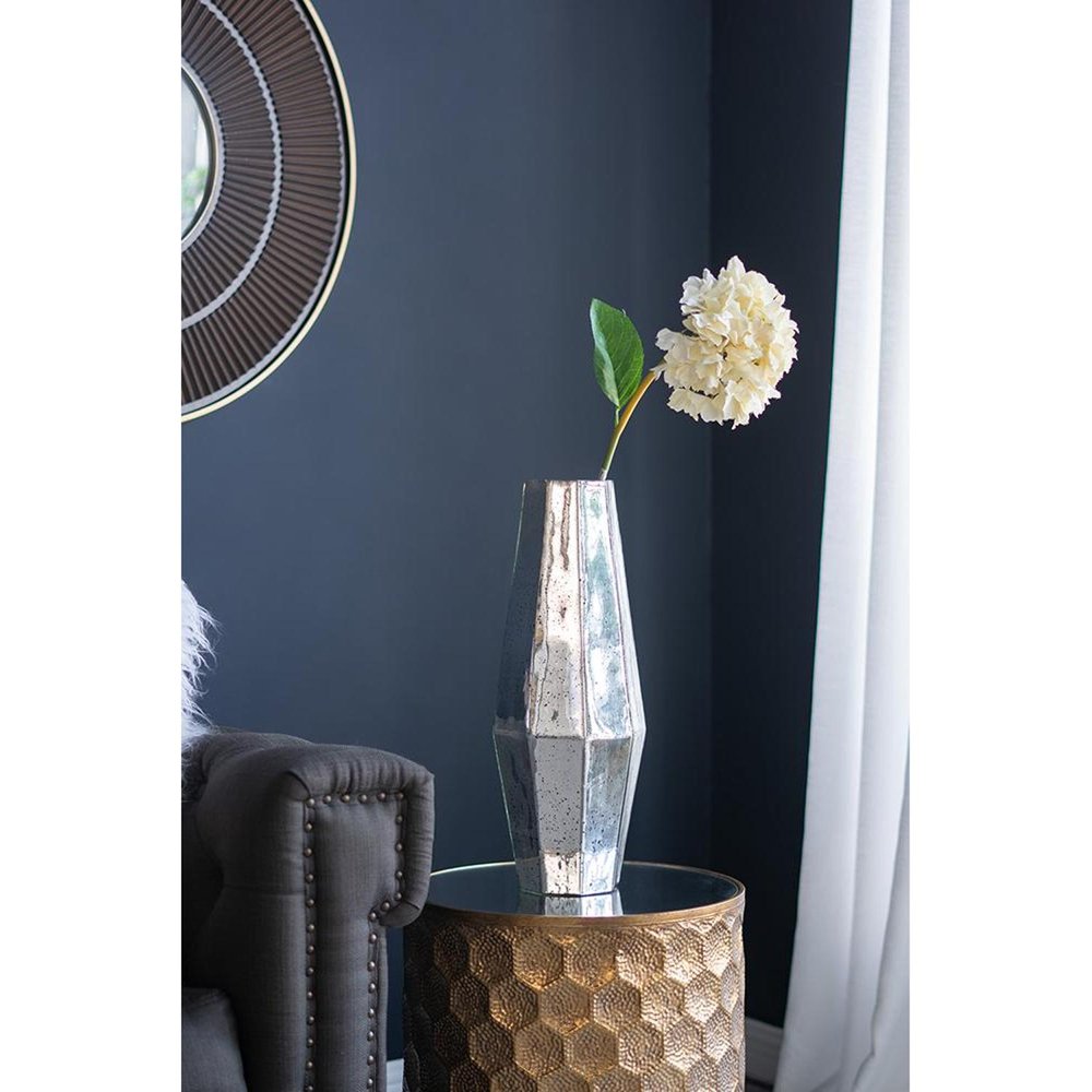 20" Silver Glass Cylinder Table Vase