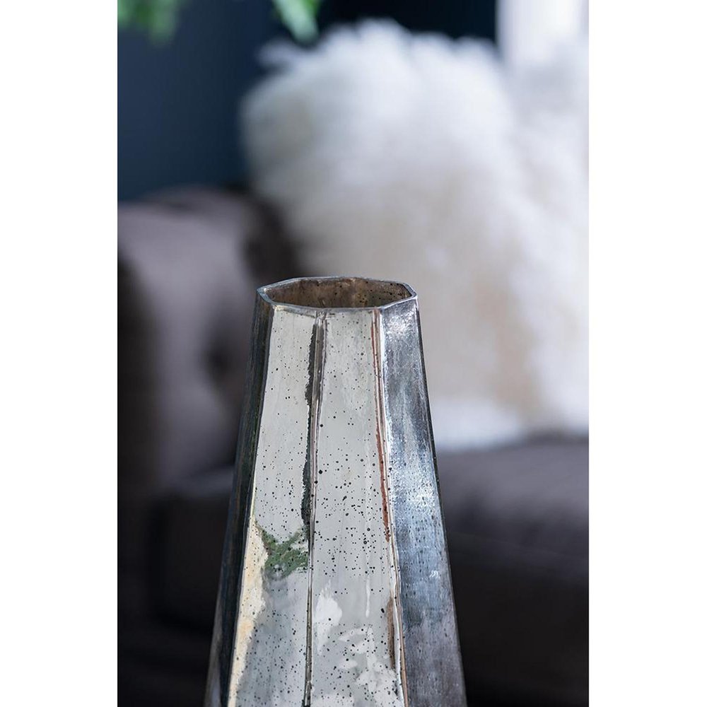20" Silver Glass Cylinder Table Vase