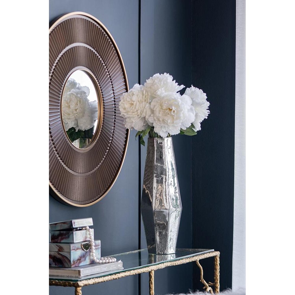 20" Silver Glass Cylinder Table Vase