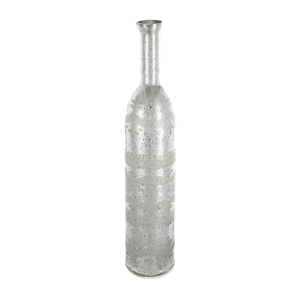 25" Silver Floral Glass Bud Table Vase