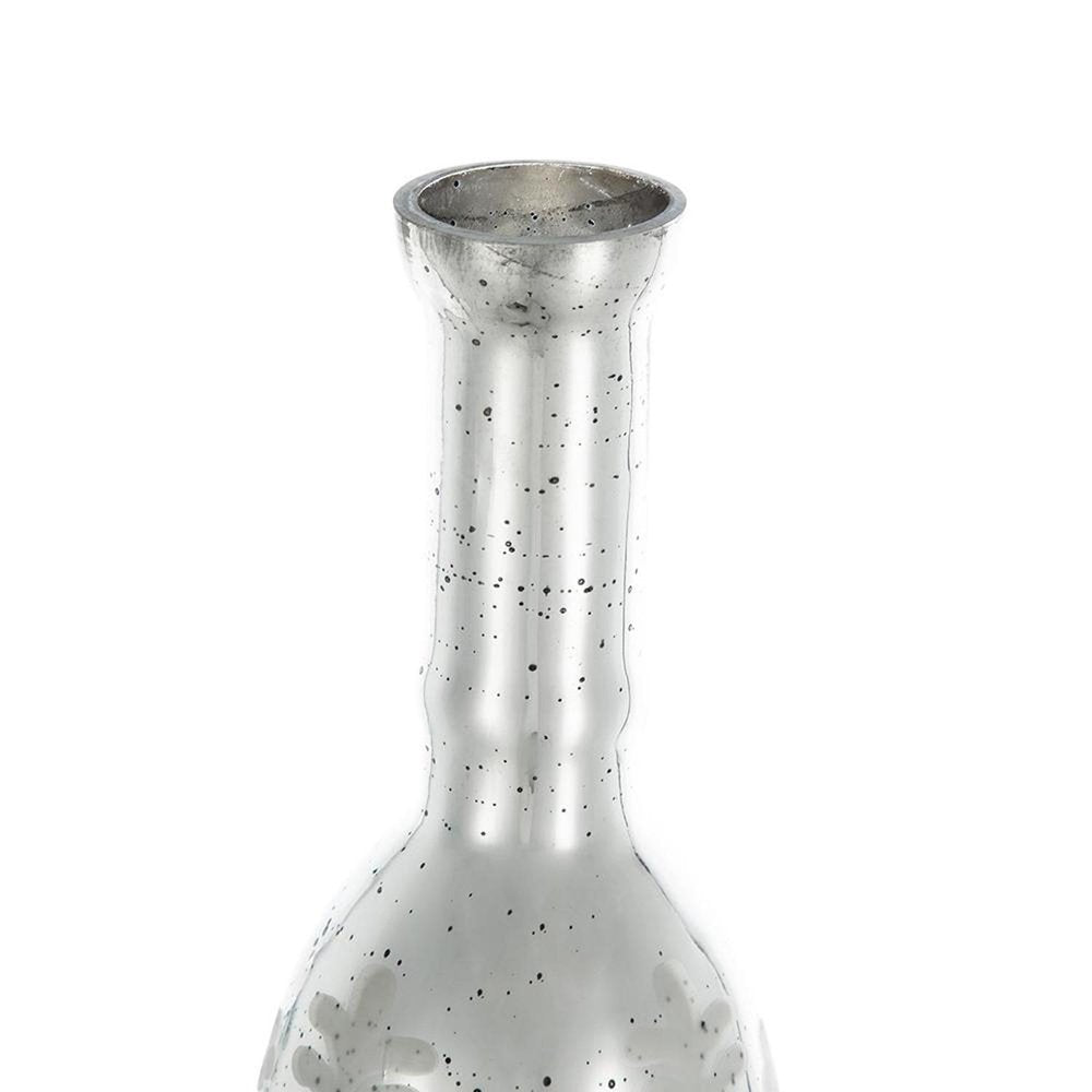 25" Silver Floral Glass Bud Table Vase