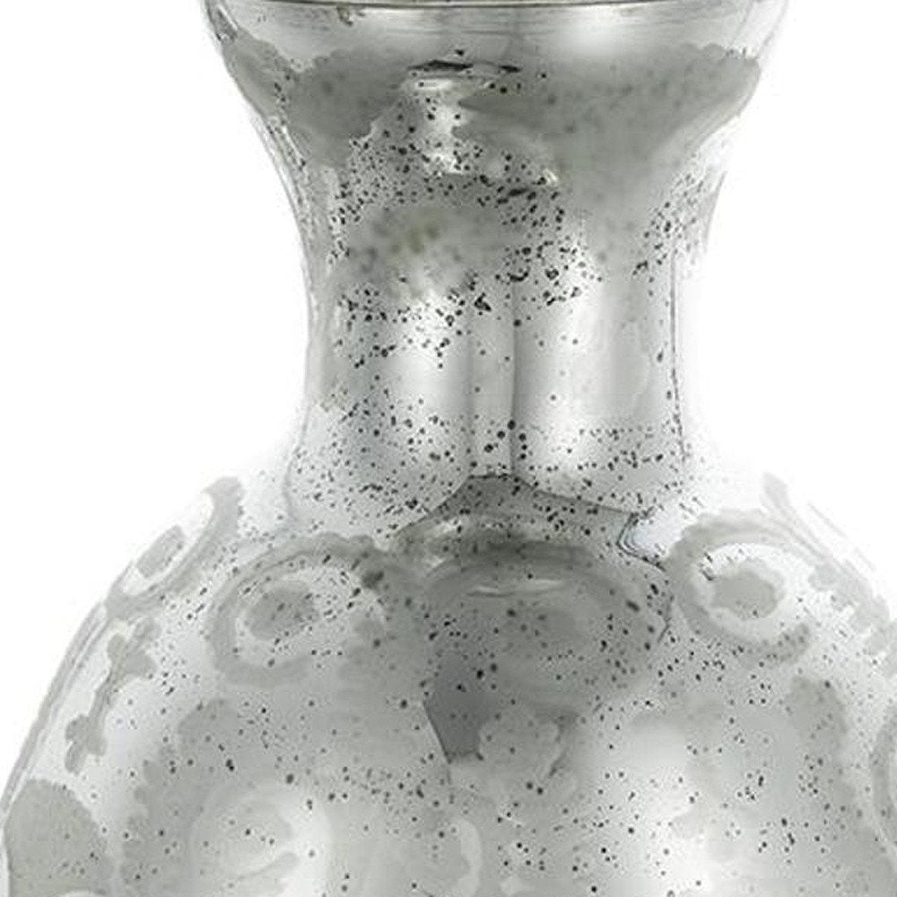 18" Silver Floral Glass Round Table Vase