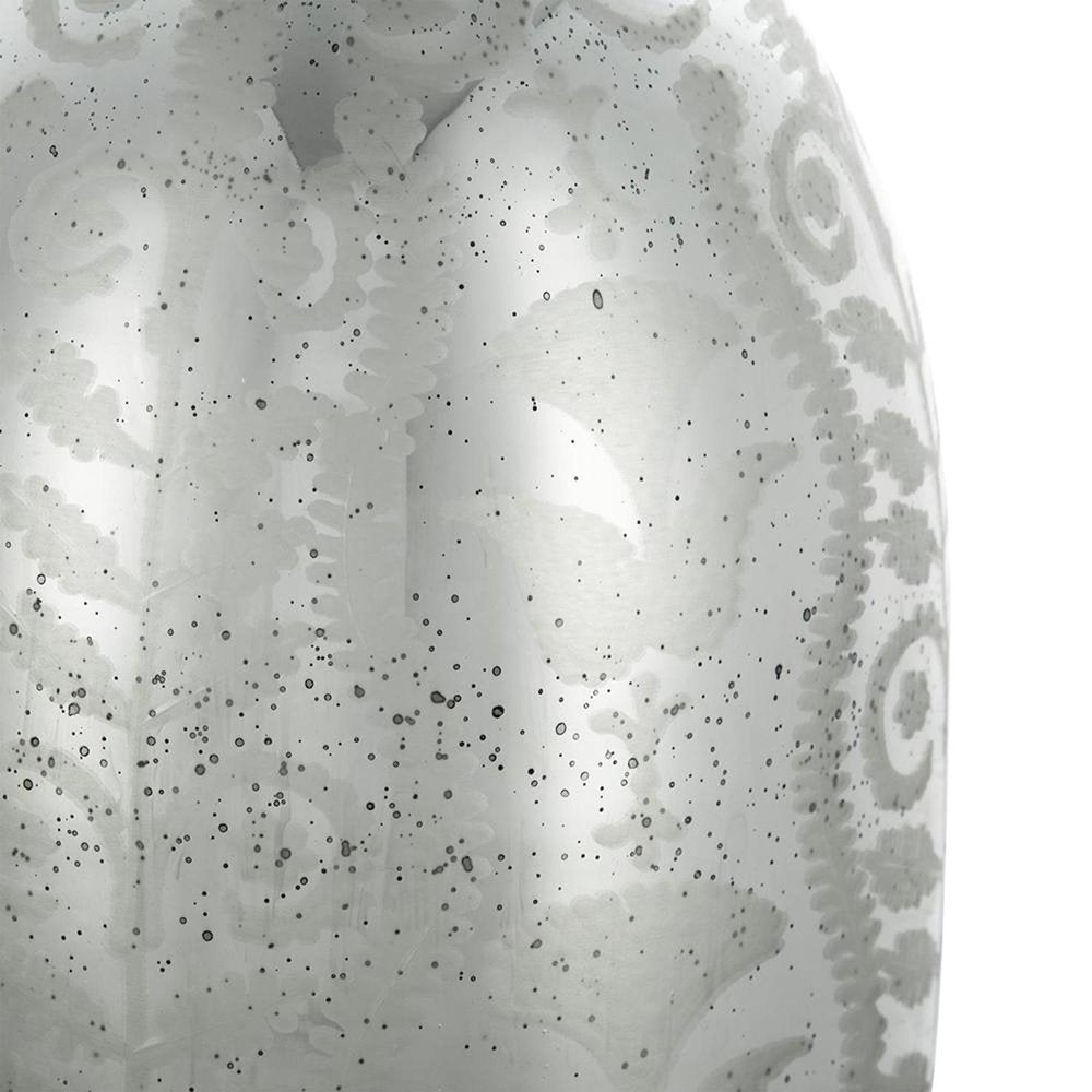 18" Silver Floral Glass Round Table Vase