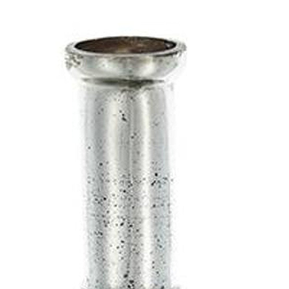 30" Silver Floral Glass Round Table Vase