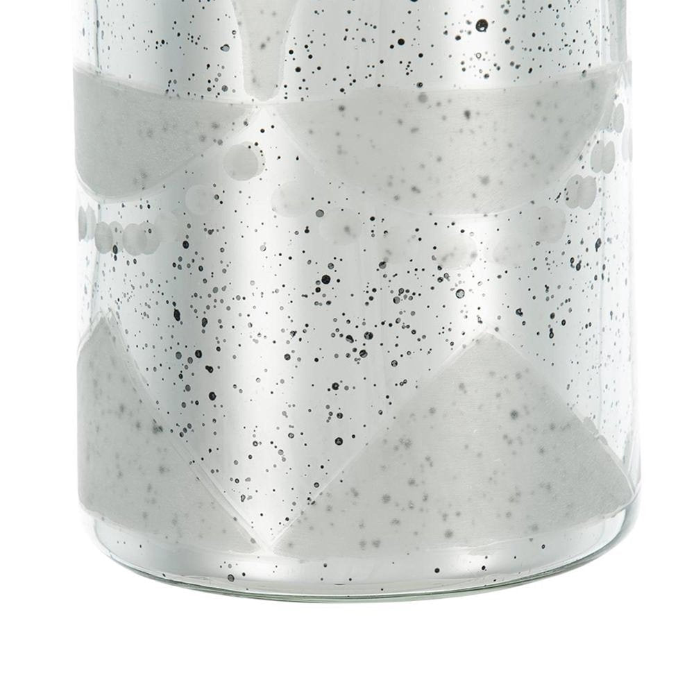 30" Silver Floral Glass Round Table Vase