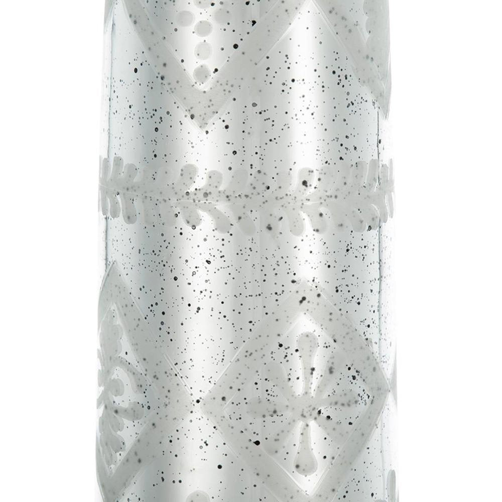 30" Silver Floral Glass Round Table Vase