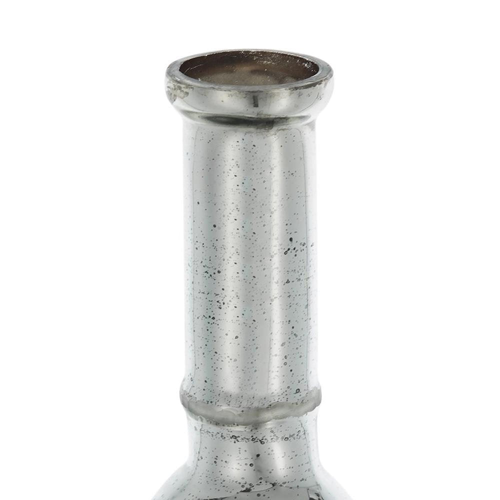 30" Silver Floral Glass Round Table Vase