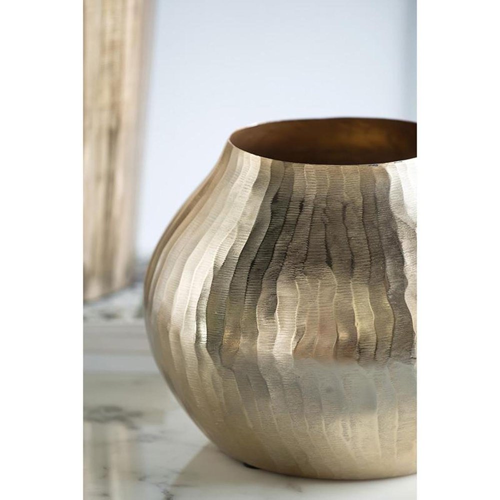 9" Gold Aluminum Round Table Vase