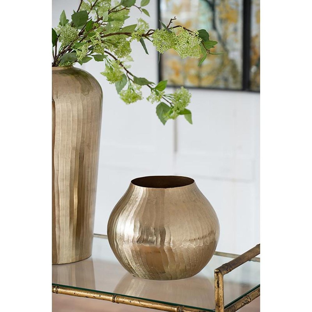 9" Gold Aluminum Round Table Vase
