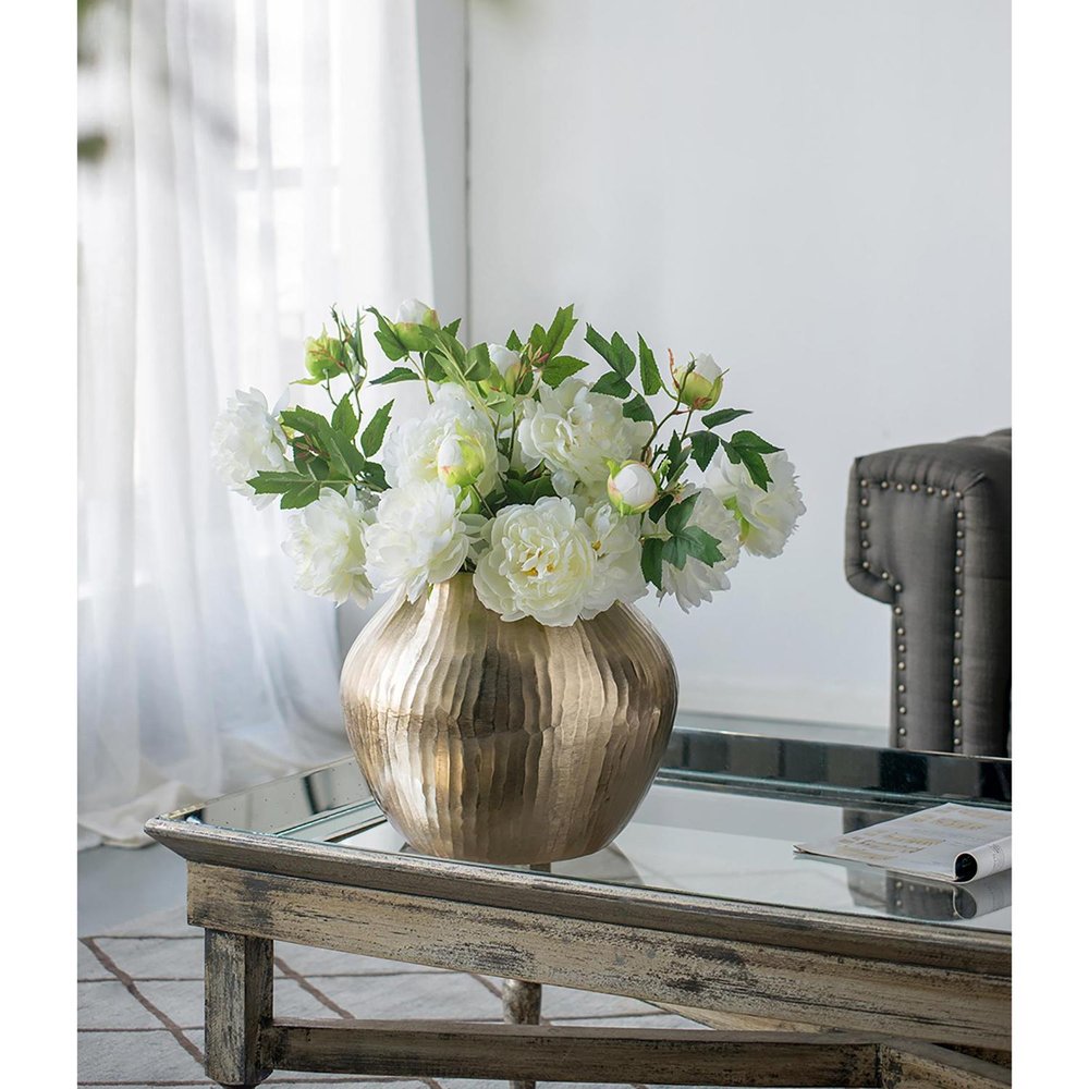 9" Gold Aluminum Round Table Vase