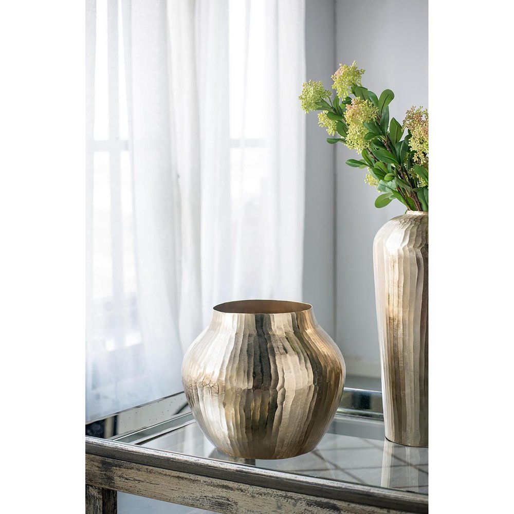 9" Gold Aluminum Round Table Vase