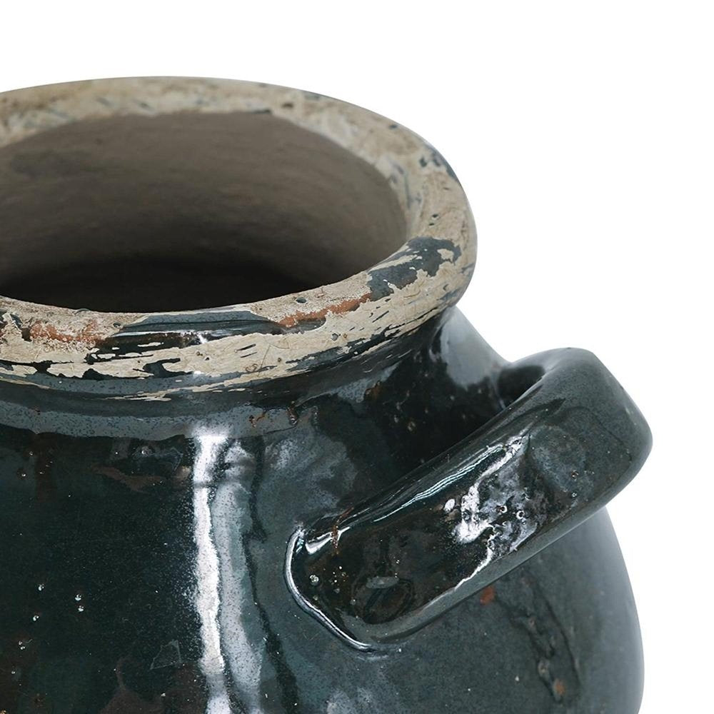 7" Beige And Black Terracotta Round Jug Vase
