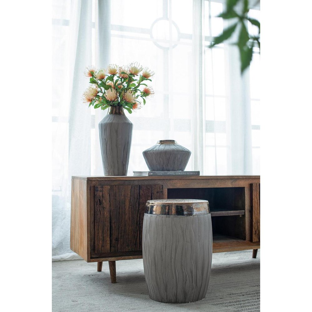 7" Brown Gold And Gray Ceramic Round Table Vase