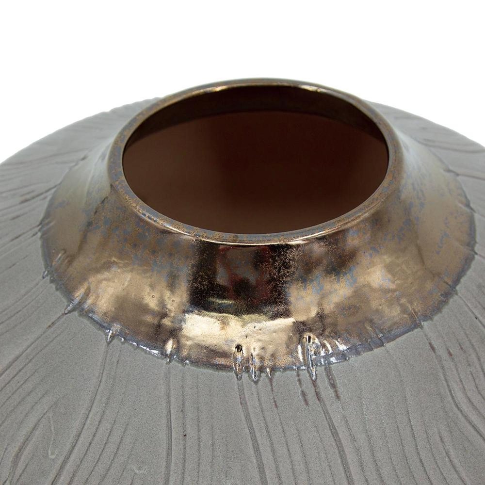 7" Brown Gold And Gray Ceramic Round Table Vase