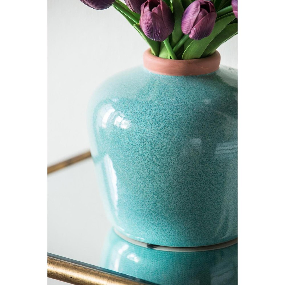 8" Brown Ceramic Round Table Vase