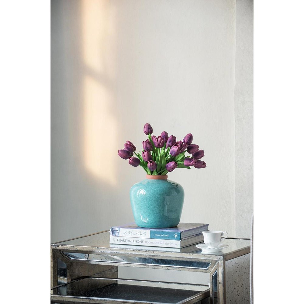 8" Brown Ceramic Round Table Vase