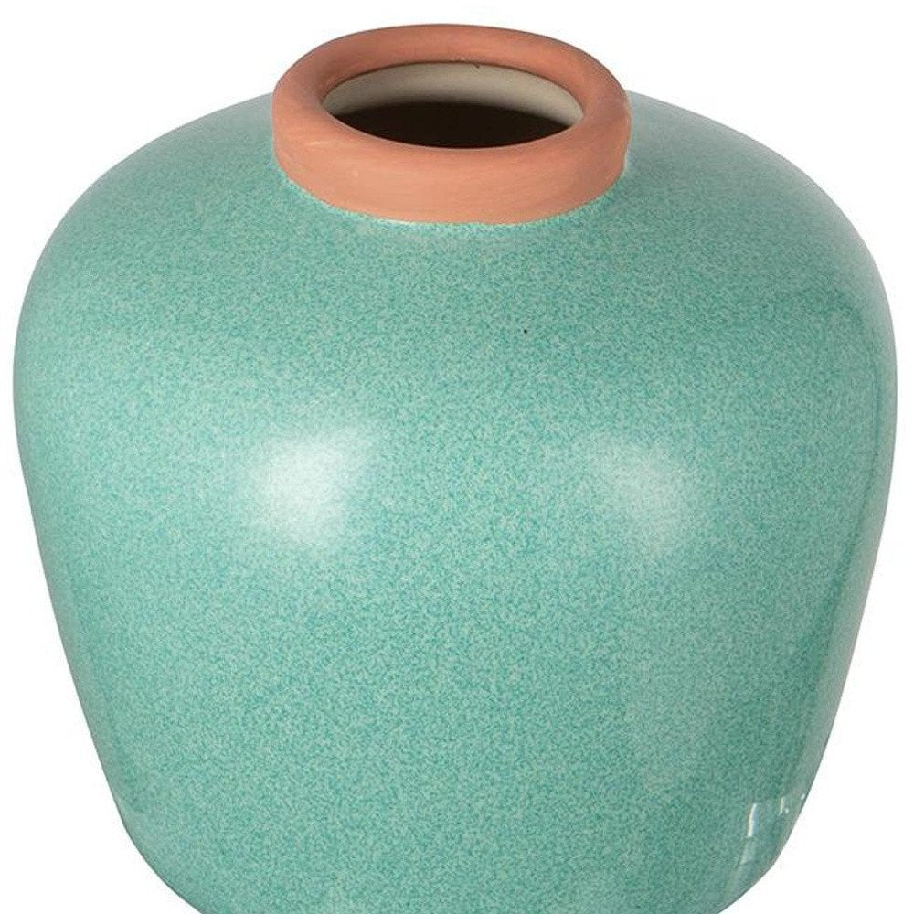 8" Brown Ceramic Round Table Vase