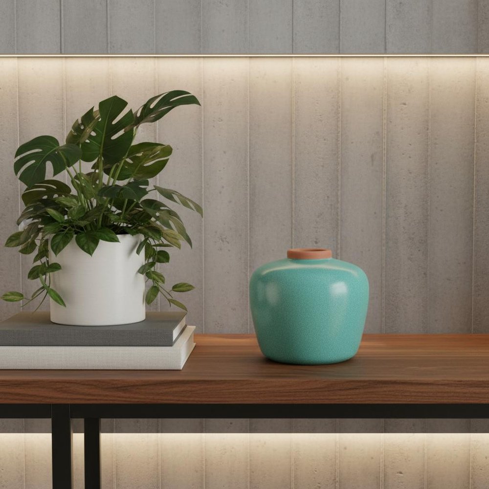 8" Brown Ceramic Round Table Vase