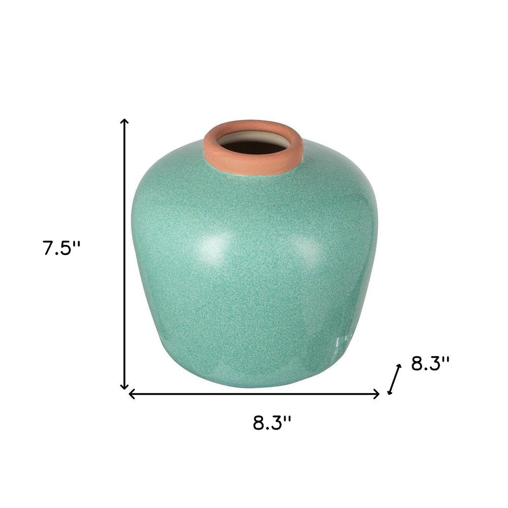 8" Brown Ceramic Round Table Vase