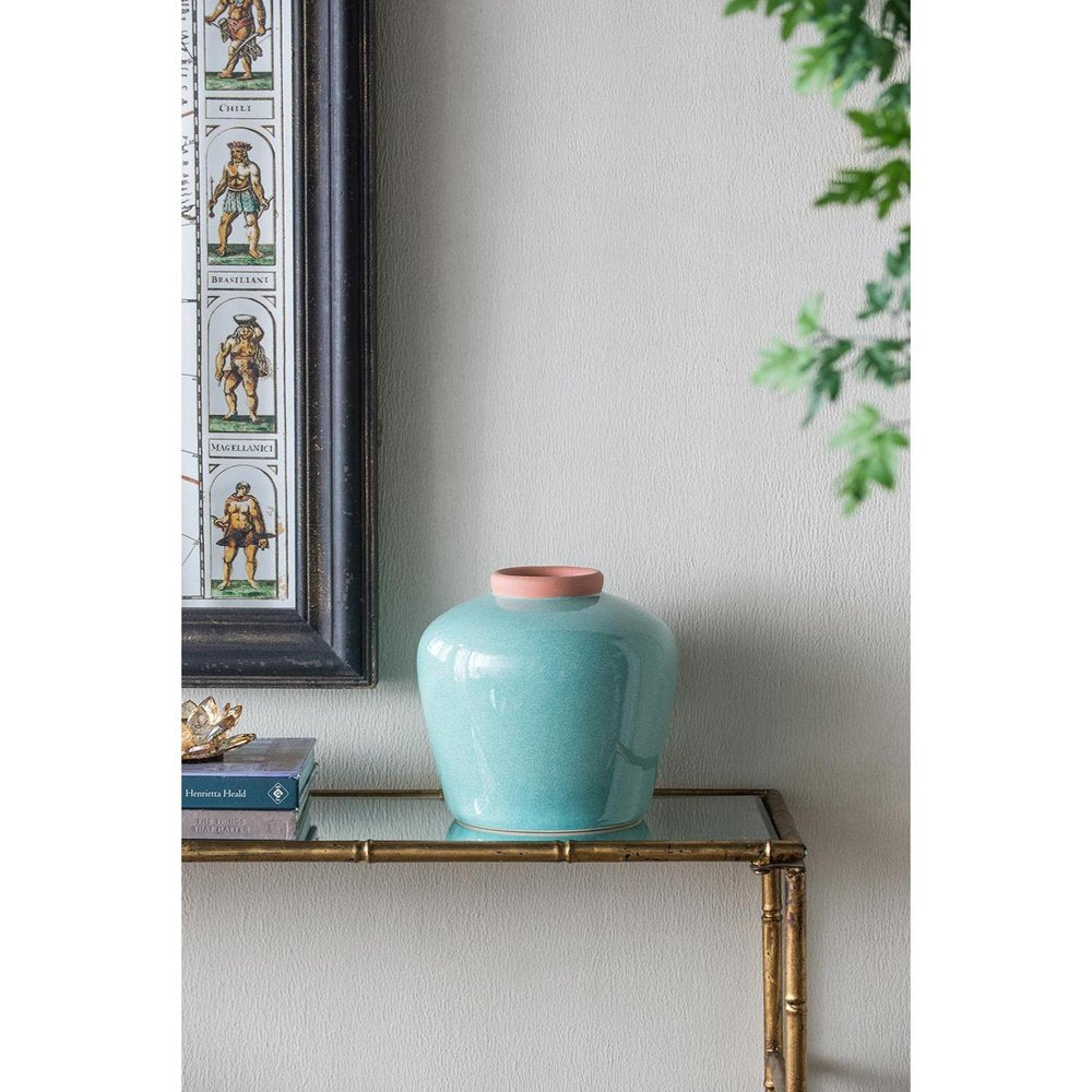 9" Brown Ceramic Round Table Vase
