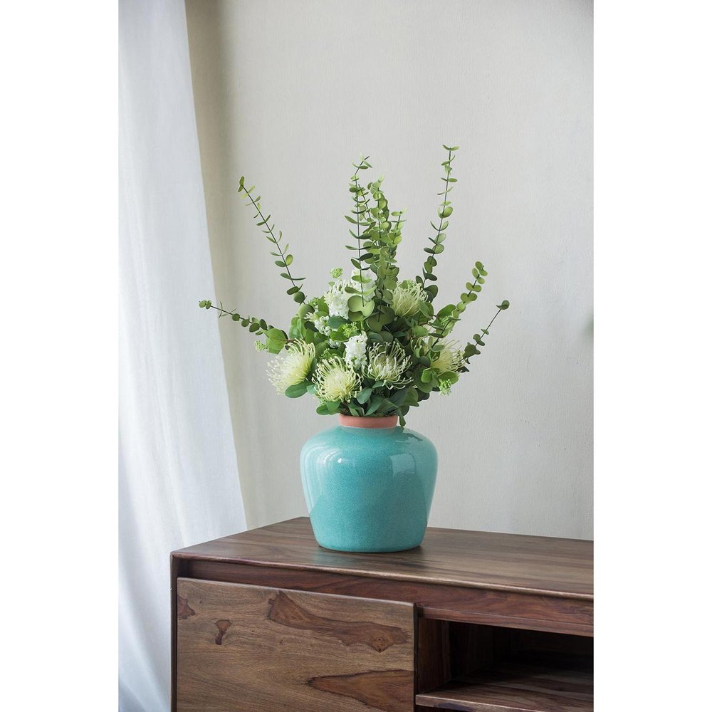 9" Brown Ceramic Round Table Vase