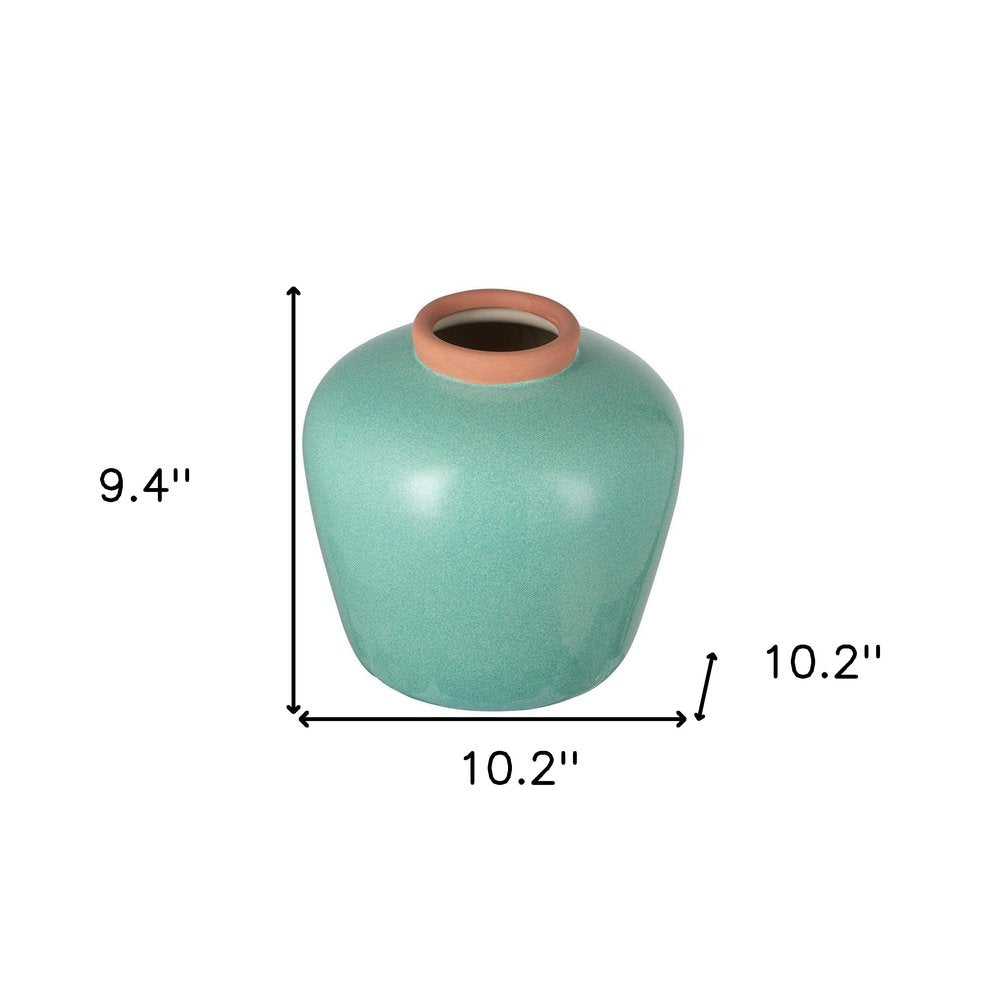 9" Brown Ceramic Round Table Vase