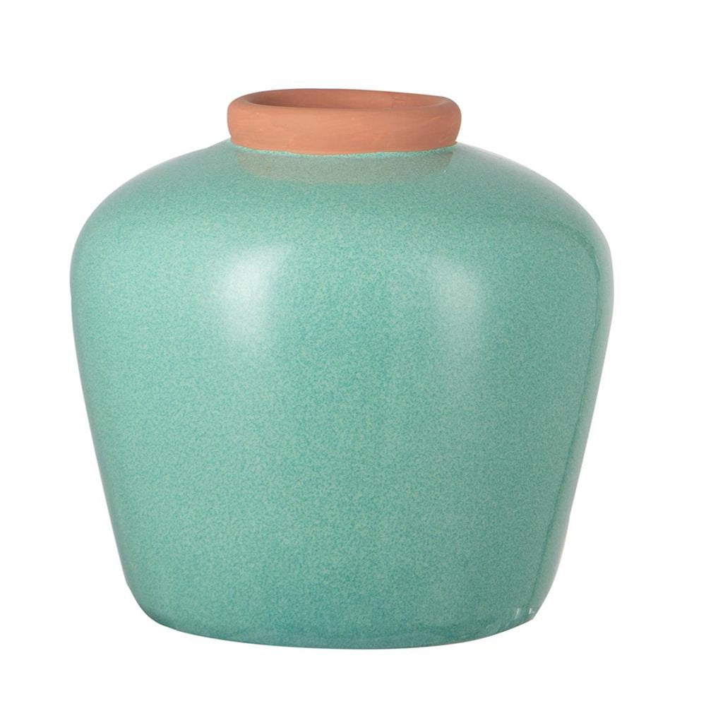 9" Brown Ceramic Round Table Vase