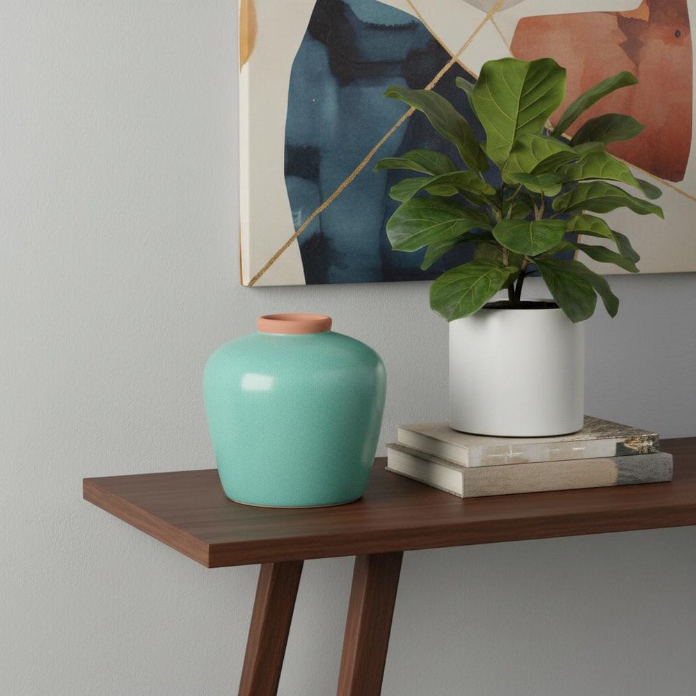 9" Brown Ceramic Round Table Vase