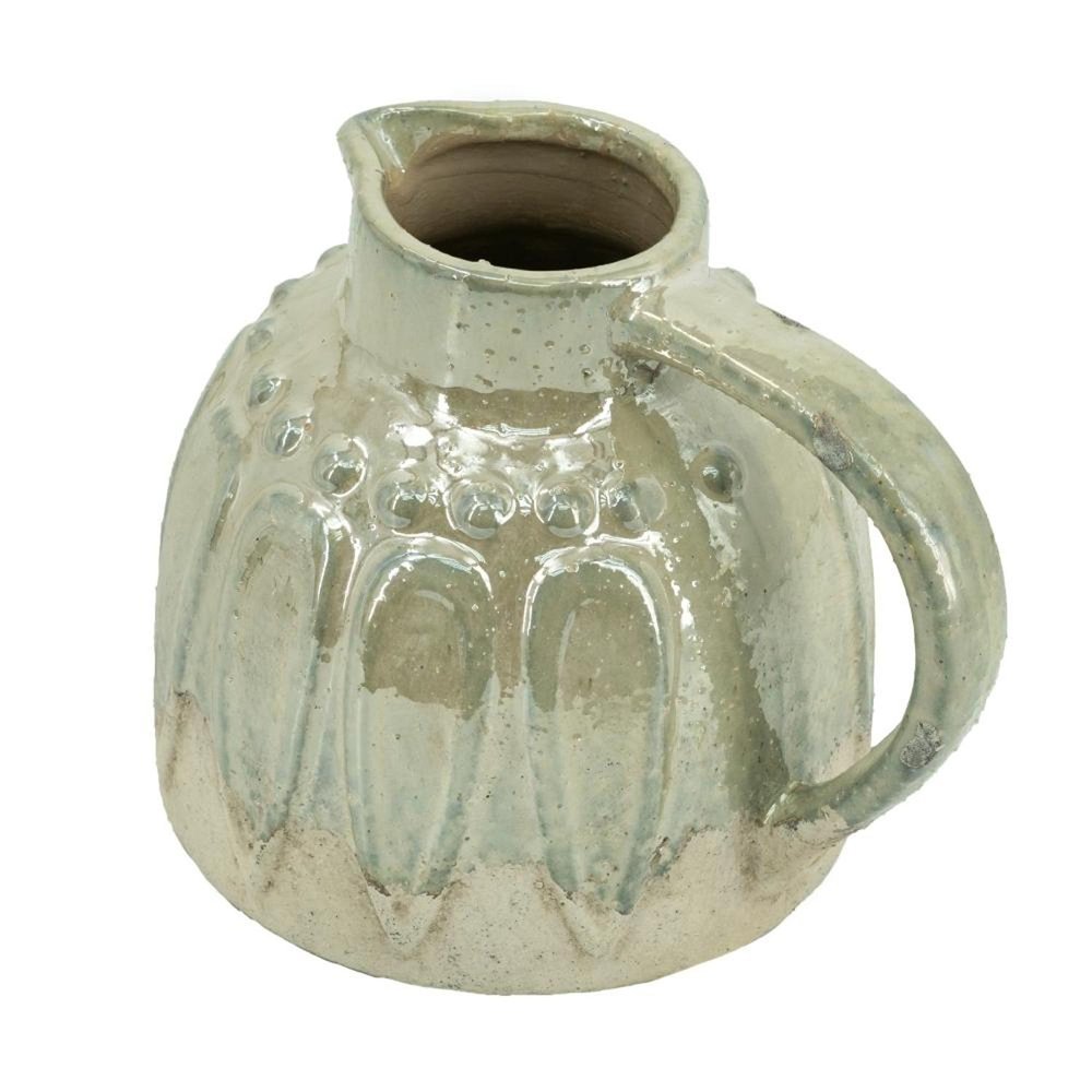 7" Sage And Ivory Ceramic Round Jug Vase