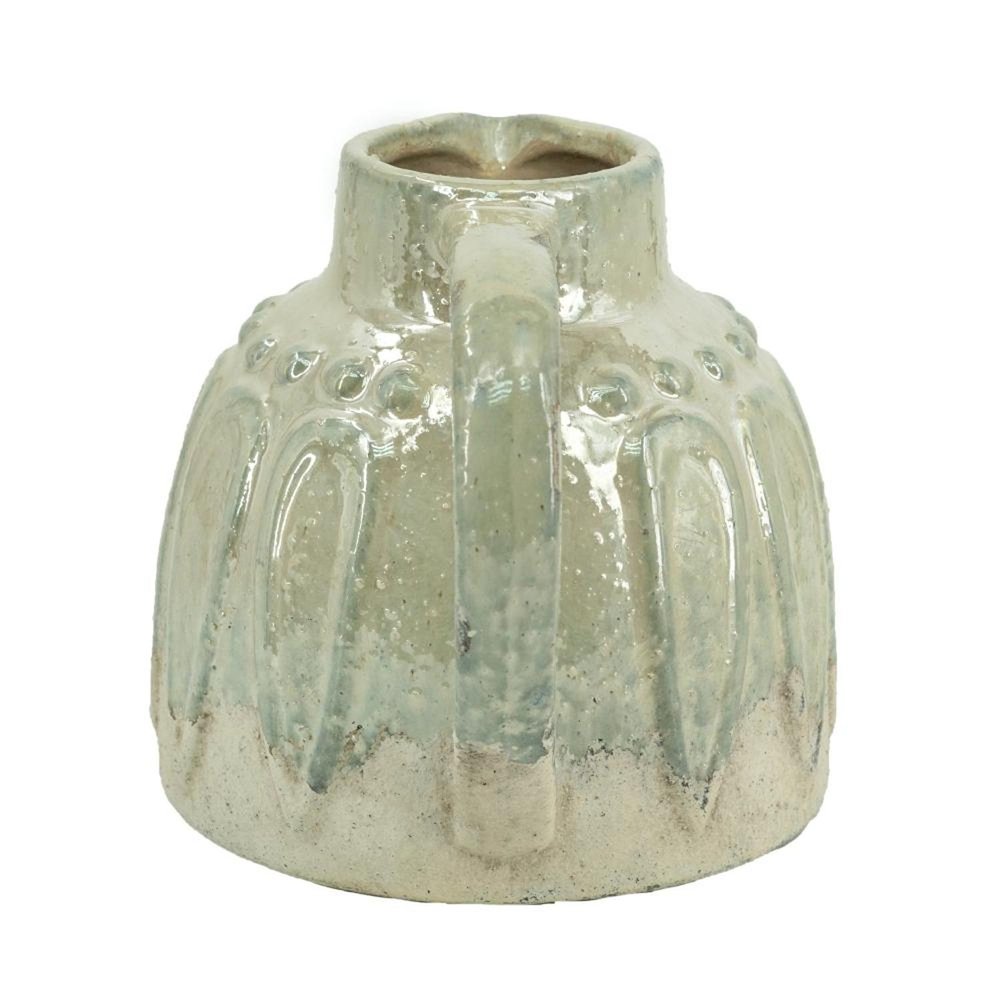 7" Sage And Ivory Ceramic Round Jug Vase
