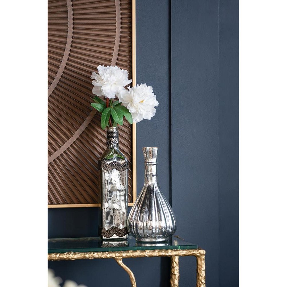 10" Silver Glass Round Table Vase
