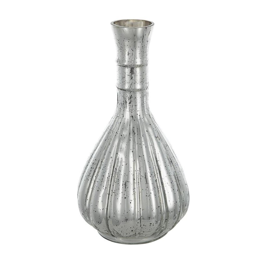 10" Silver Glass Round Table Vase