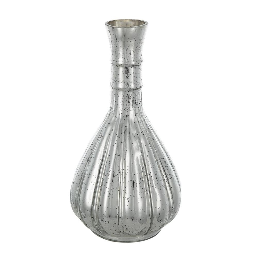 10" Silver Glass Round Table Vase