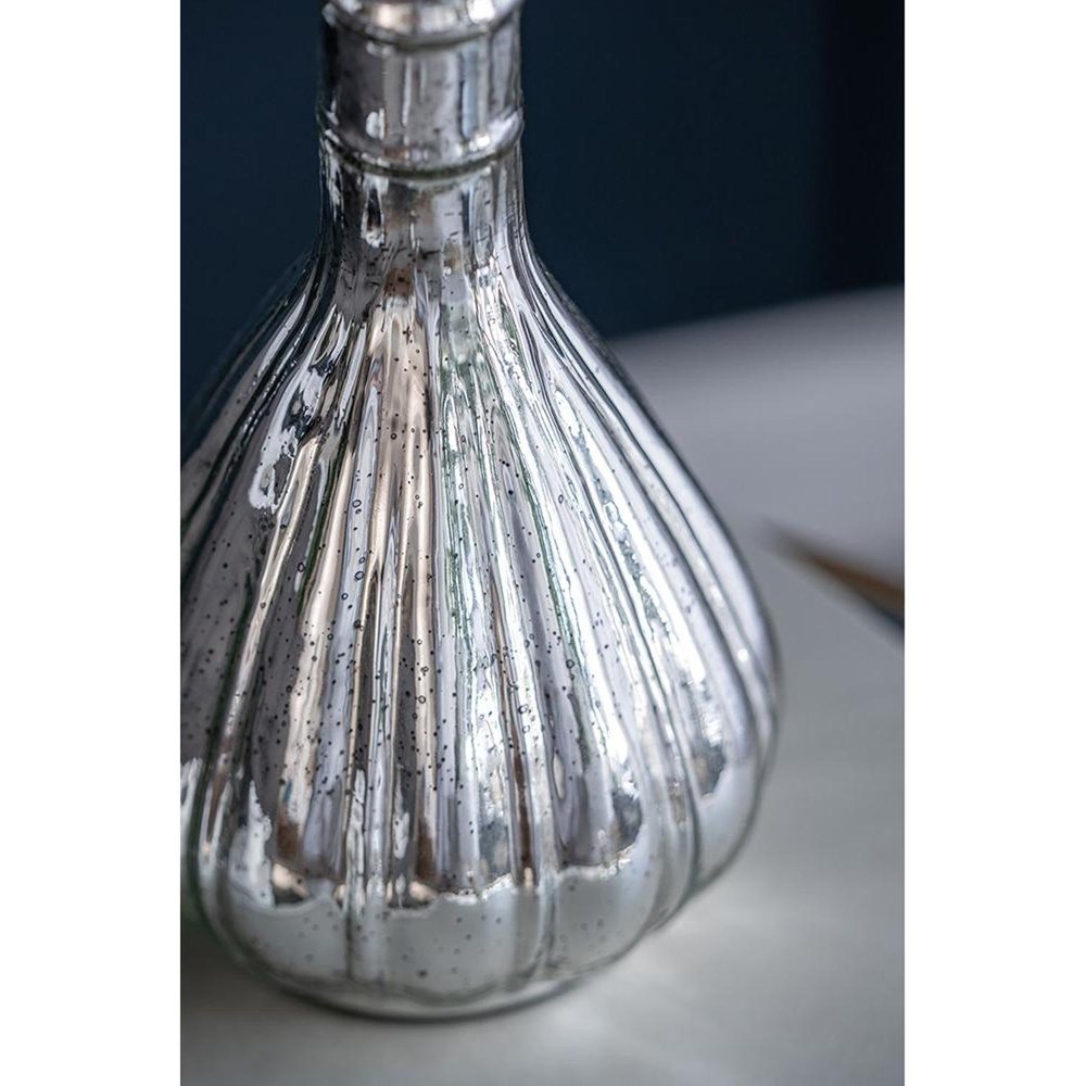 10" Silver Glass Round Table Vase