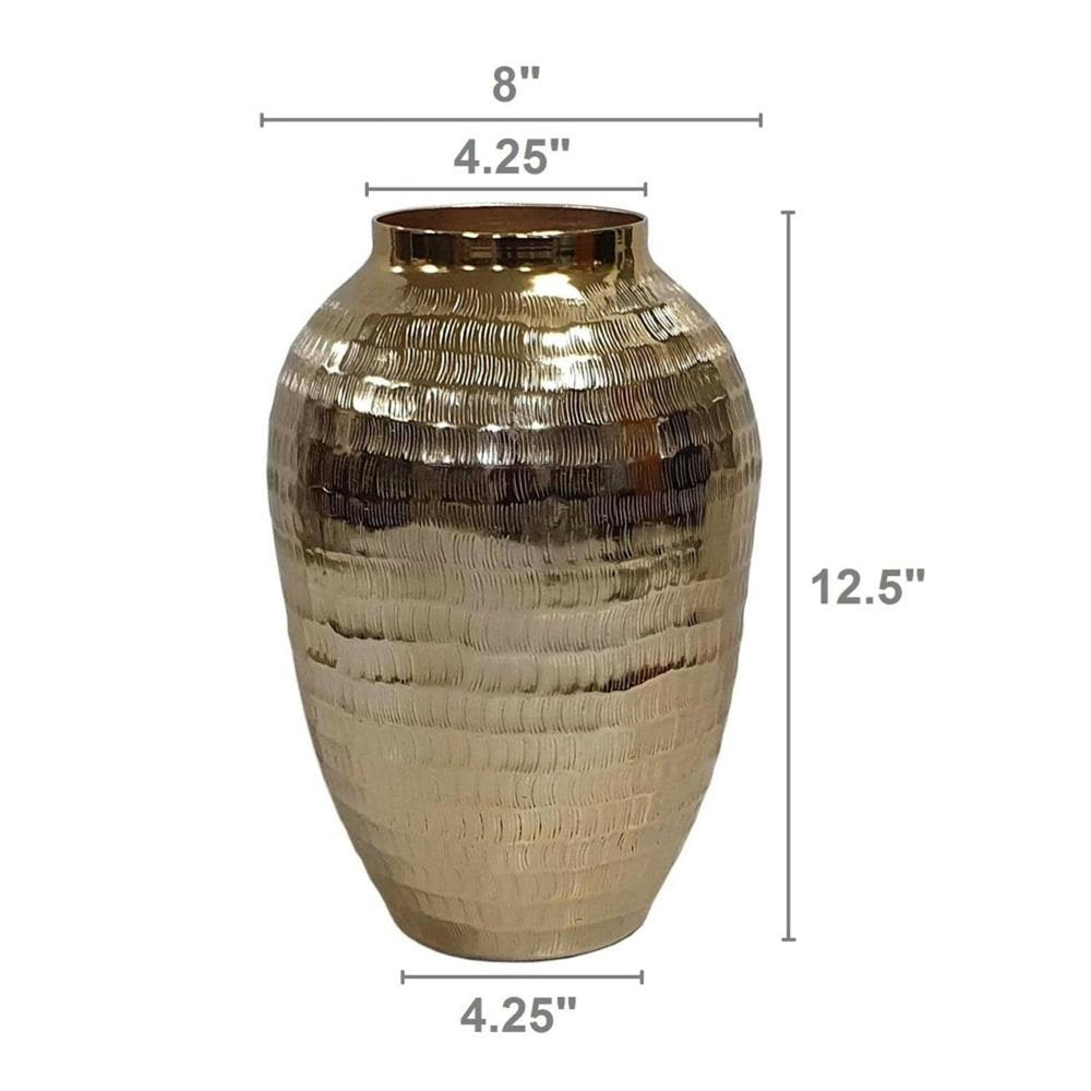 13" Gold Aluminum Round Table Vase