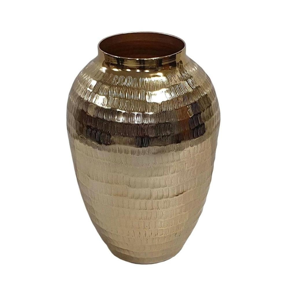 13" Gold Aluminum Round Table Vase