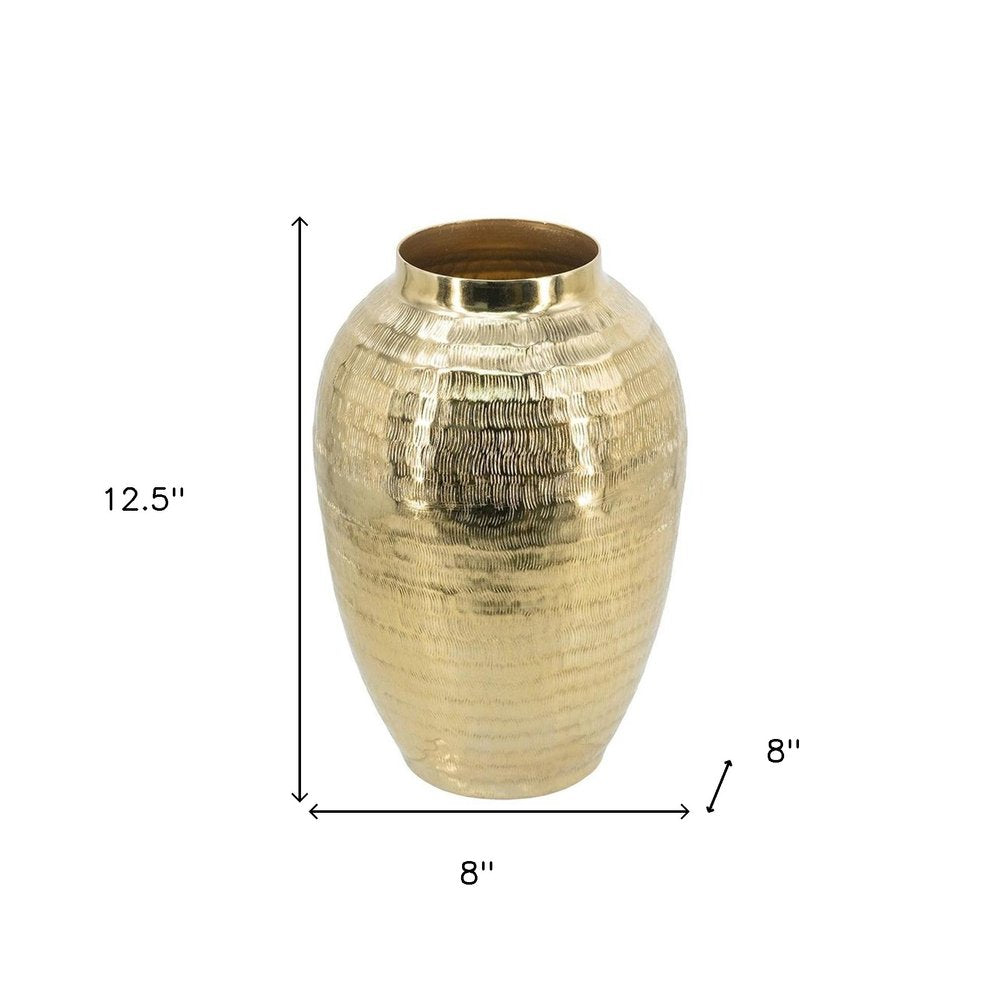 13" Gold Aluminum Round Table Vase