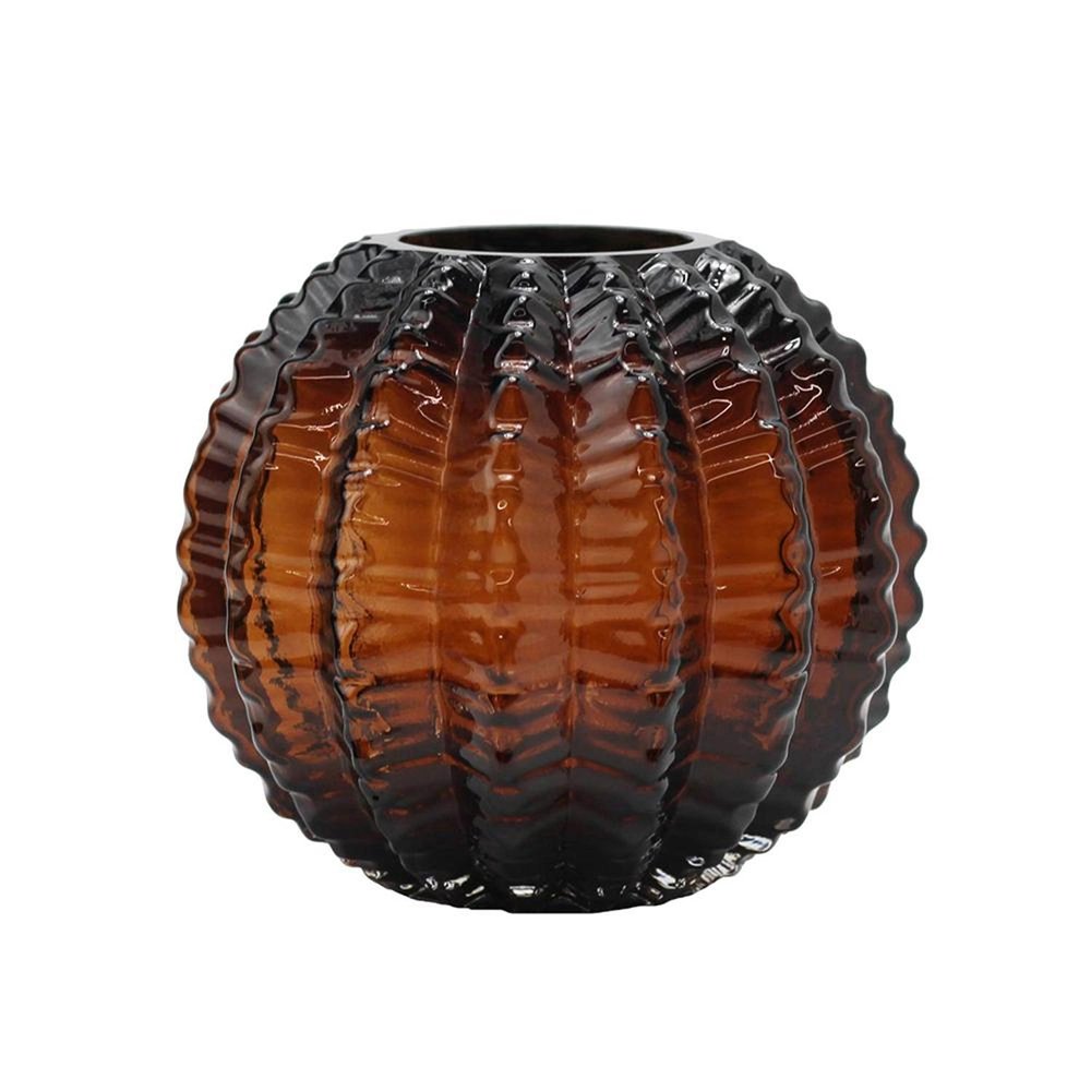 6" Burnt Umber Glass Round Table Vase