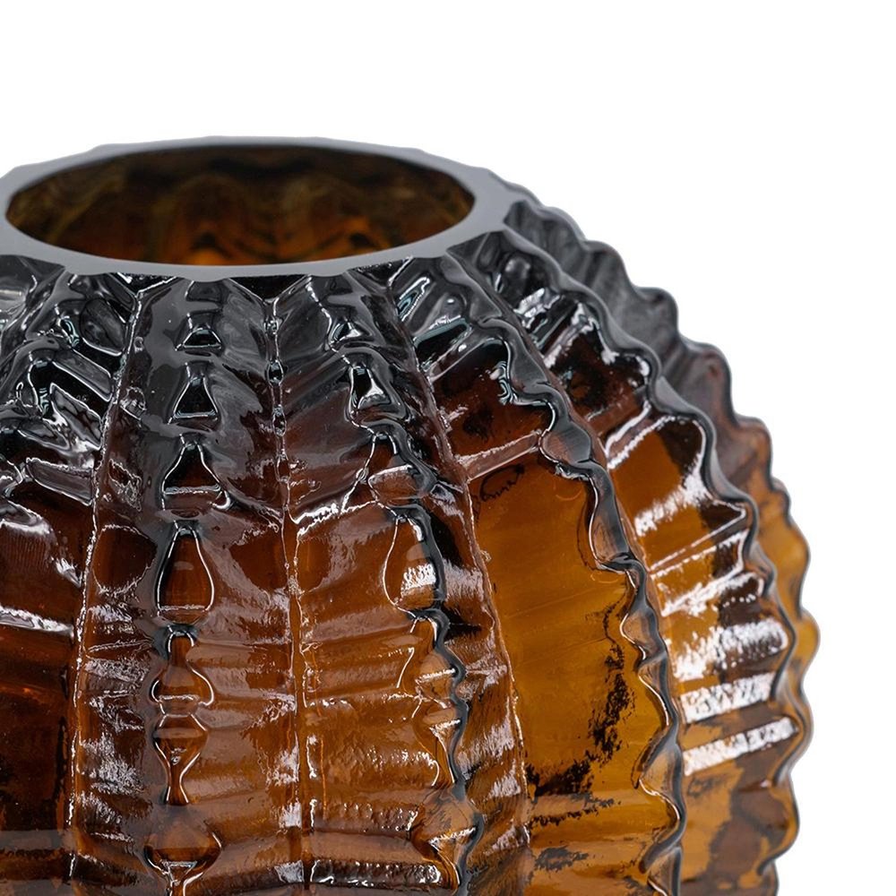 6" Burnt Umber Glass Round Table Vase