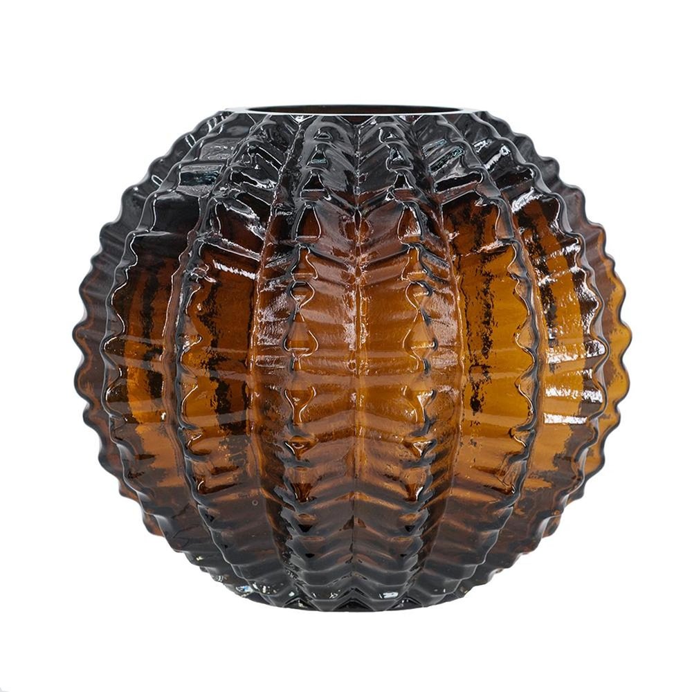 6" Burnt Umber Glass Round Table Vase