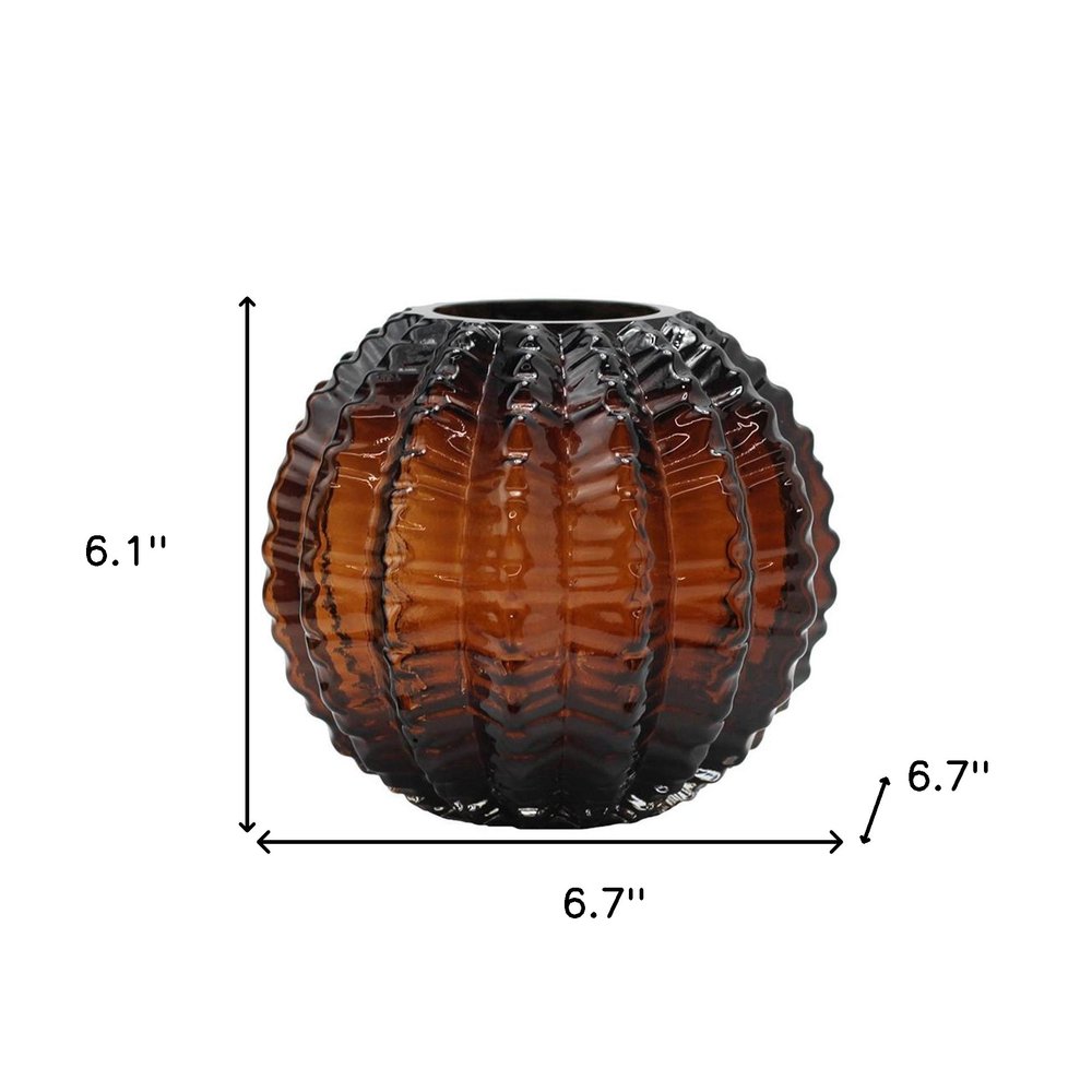 6" Burnt Umber Glass Round Table Vase