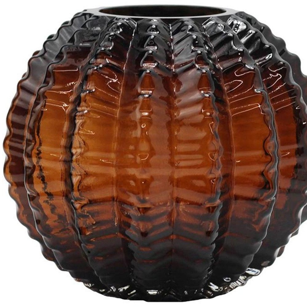 6" Burnt Umber Glass Round Table Vase