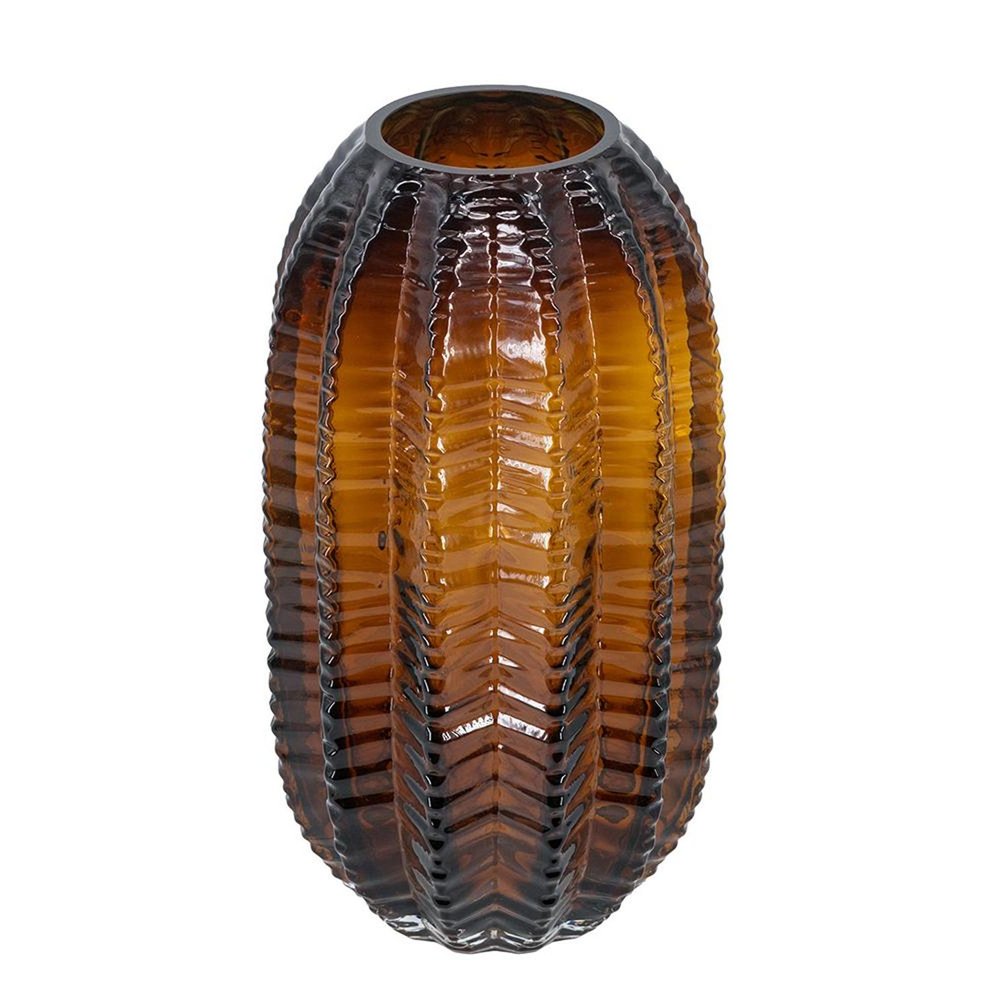 11" Burnt Umber Glass Round Table Vase