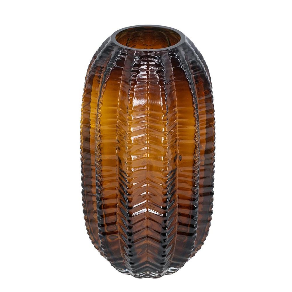 11" Burnt Umber Glass Round Table Vase